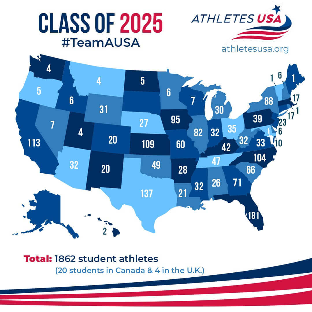 Athletes USA France - Map 2025